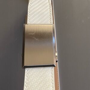 Nexbelt Ratchet Leather belt White w Silver Hardware 25-32